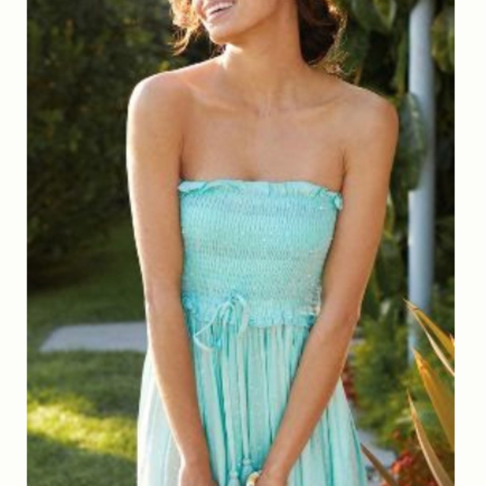 PQ SMOCKED CHARLOTTE DRESS strapless M/L NWT